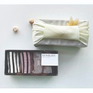 고급 스트라이프 줄무늬 사계절 여성 남성 양말선물세트 Stripe Socks Gift Set 친환경 보자기포장